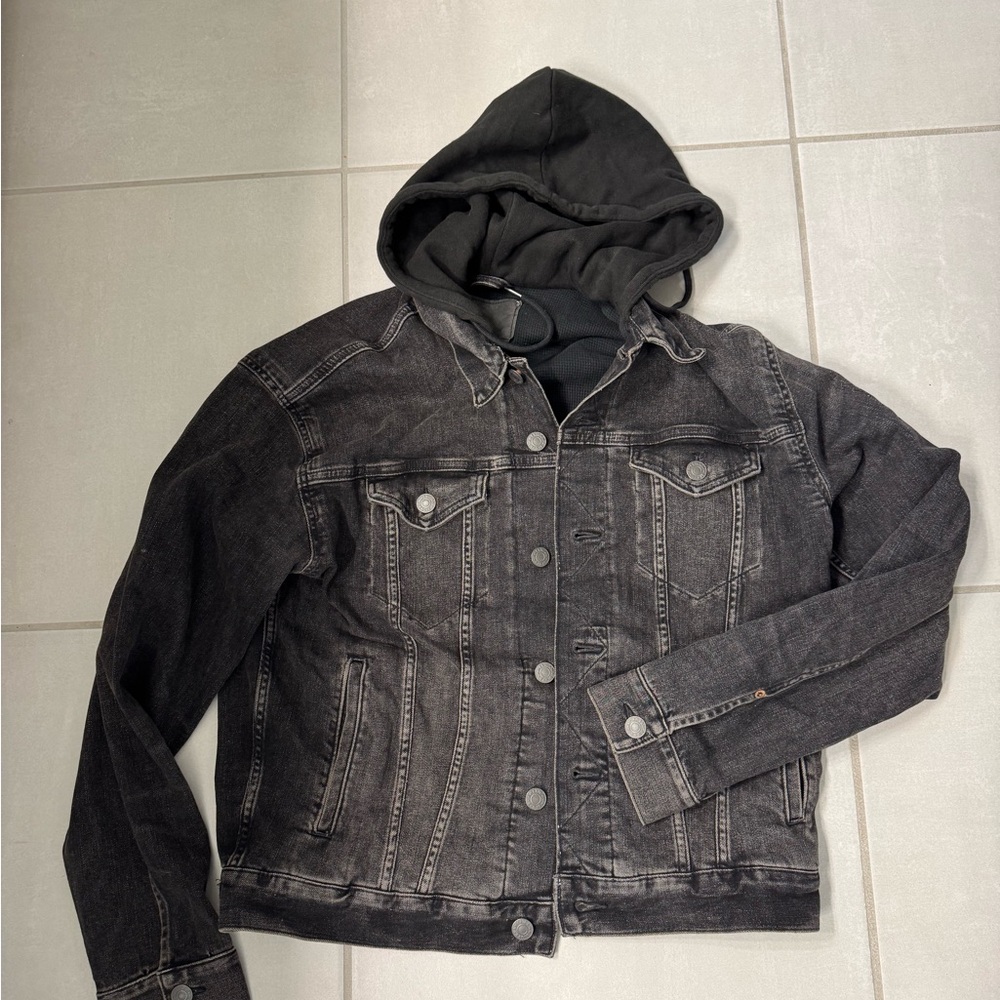 American eagle stretchyhoody trucker jacket black